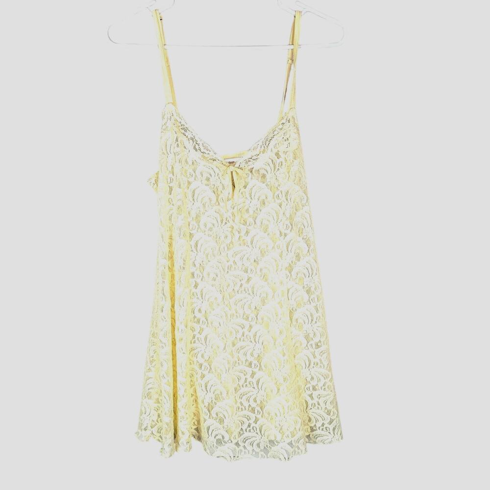 Delicates‎ Cream Floral Lace Sheer Sexy Cami Top Sleepwear Womans Size Medium